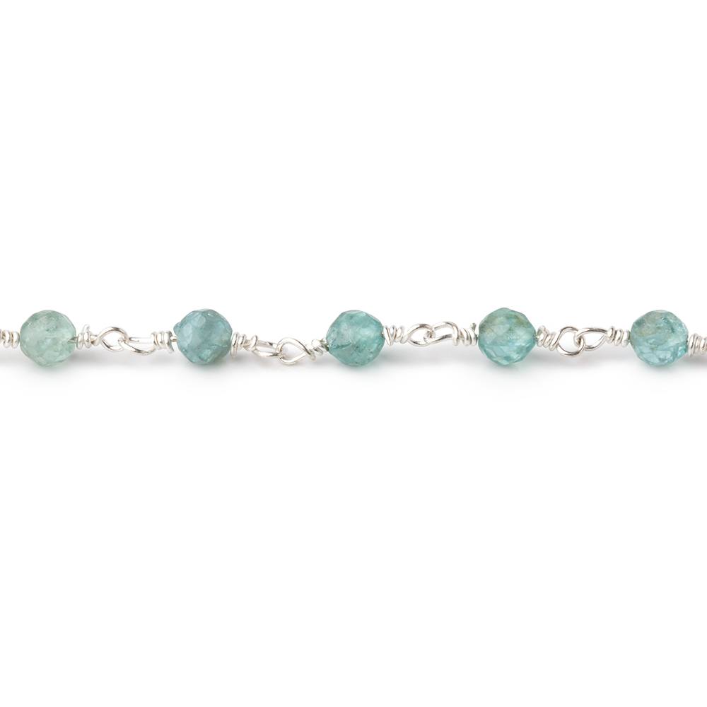 4mm Apatite Micro Faceted Rounds on Silver Plated Chain