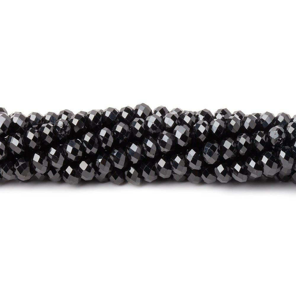4mm Black Spinel Micro Faceted Rondelles 12.5 inch 110 Beads AAA