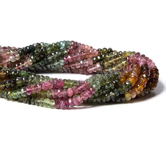 Multicolor Tourmaline Faceted Rondelle Beads, 4mm, Approx. 160 Beads