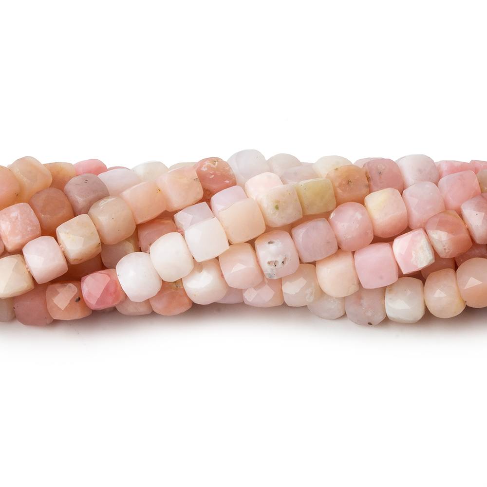4mm Shaded Pink Peruvian Opal Micro-Faceted Cube Beads, 12-Inch Strand