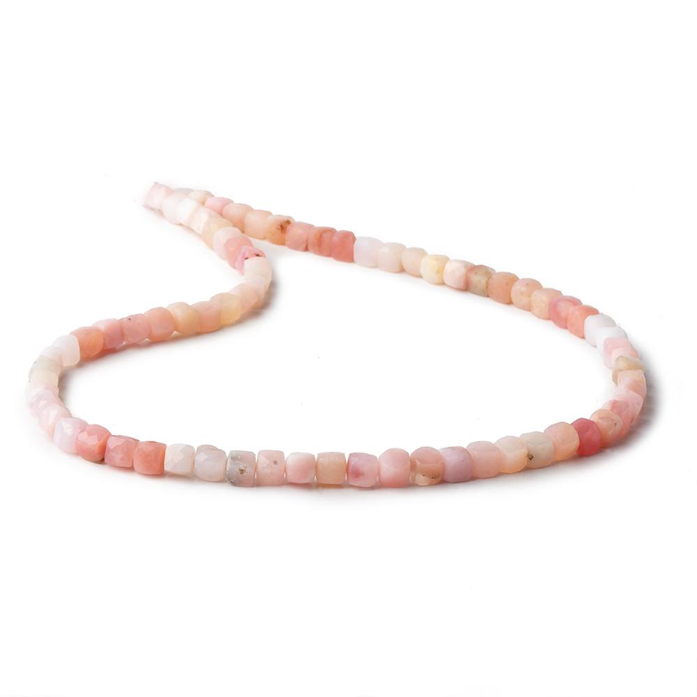 4mm Shaded Pink Peruvian Opal Micro-Faceted Cube Beads, 12-Inch Strand