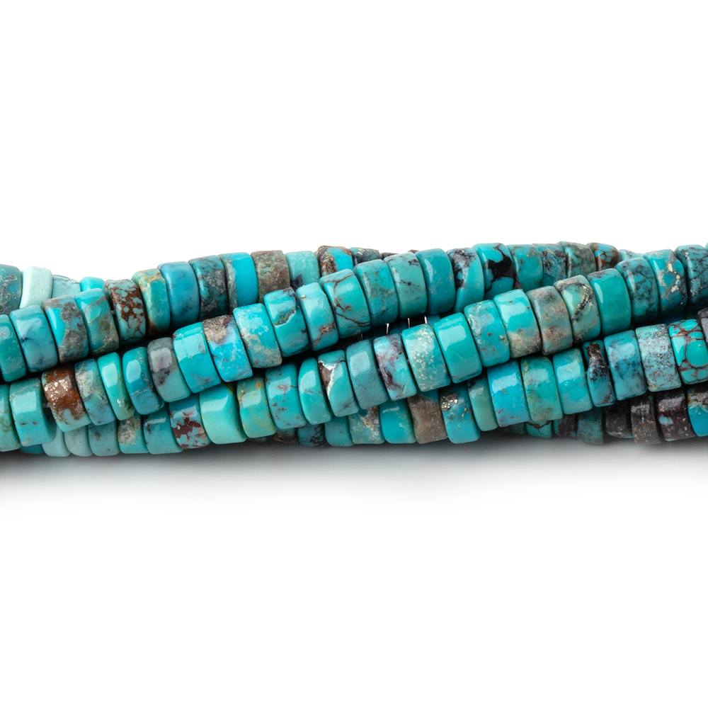 Sleeping Beauty Turquoise Smooth Heishi Beads, 4mm, 18-Inch Strand