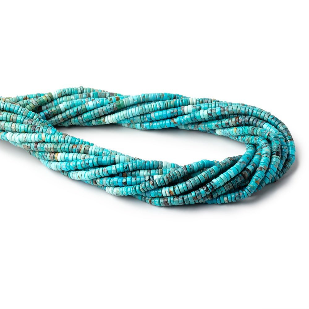 Sleeping Beauty Turquoise Smooth Heishi Beads, 4mm, 18-Inch Strand