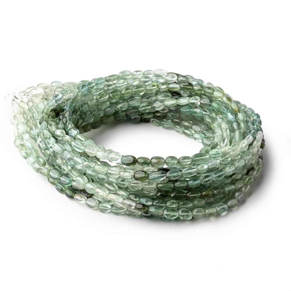 Green Tourmaline Smooth Oval Beads, 4–5mm, 16-Inch Strand