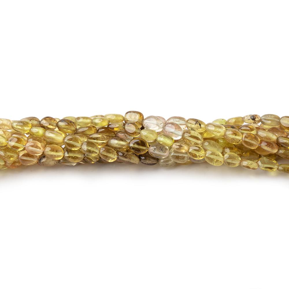 Yellow Tourmaline Smooth Oval Beads, 4–5mm, 16-Inch Strand