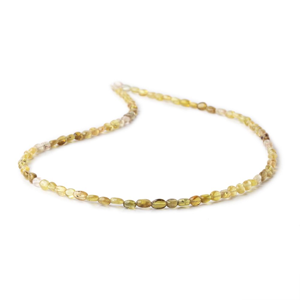 Yellow Tourmaline Smooth Oval Beads, 4–5mm, 16-Inch Strand