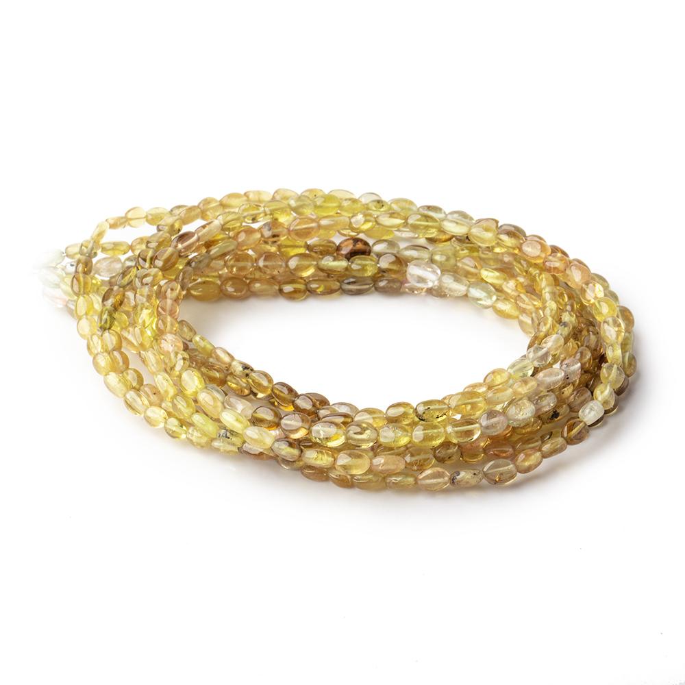 Yellow Tourmaline Smooth Oval Beads, 4–5mm, 16-Inch Strand