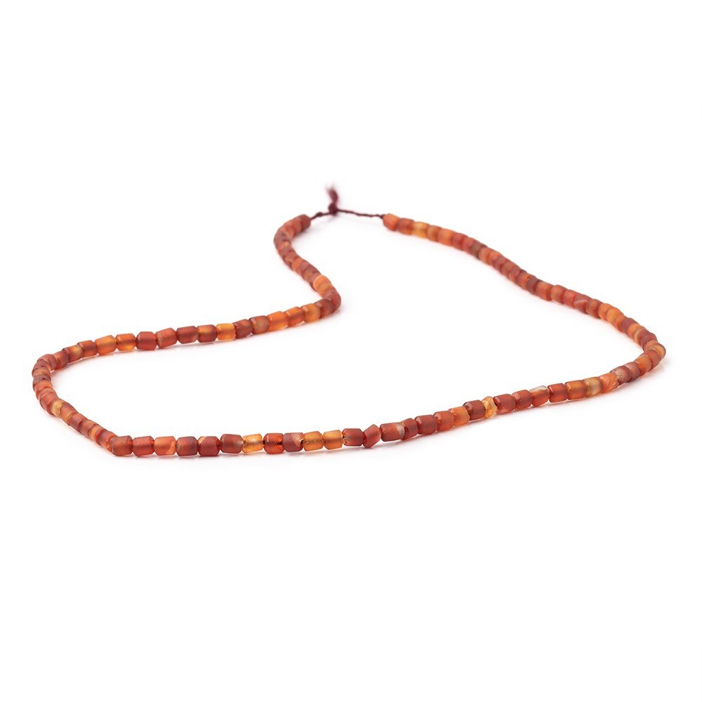 Matte Carnelian Hand-Cut Tube Beads, 4 × 3.5mm, 15-Inch Strand