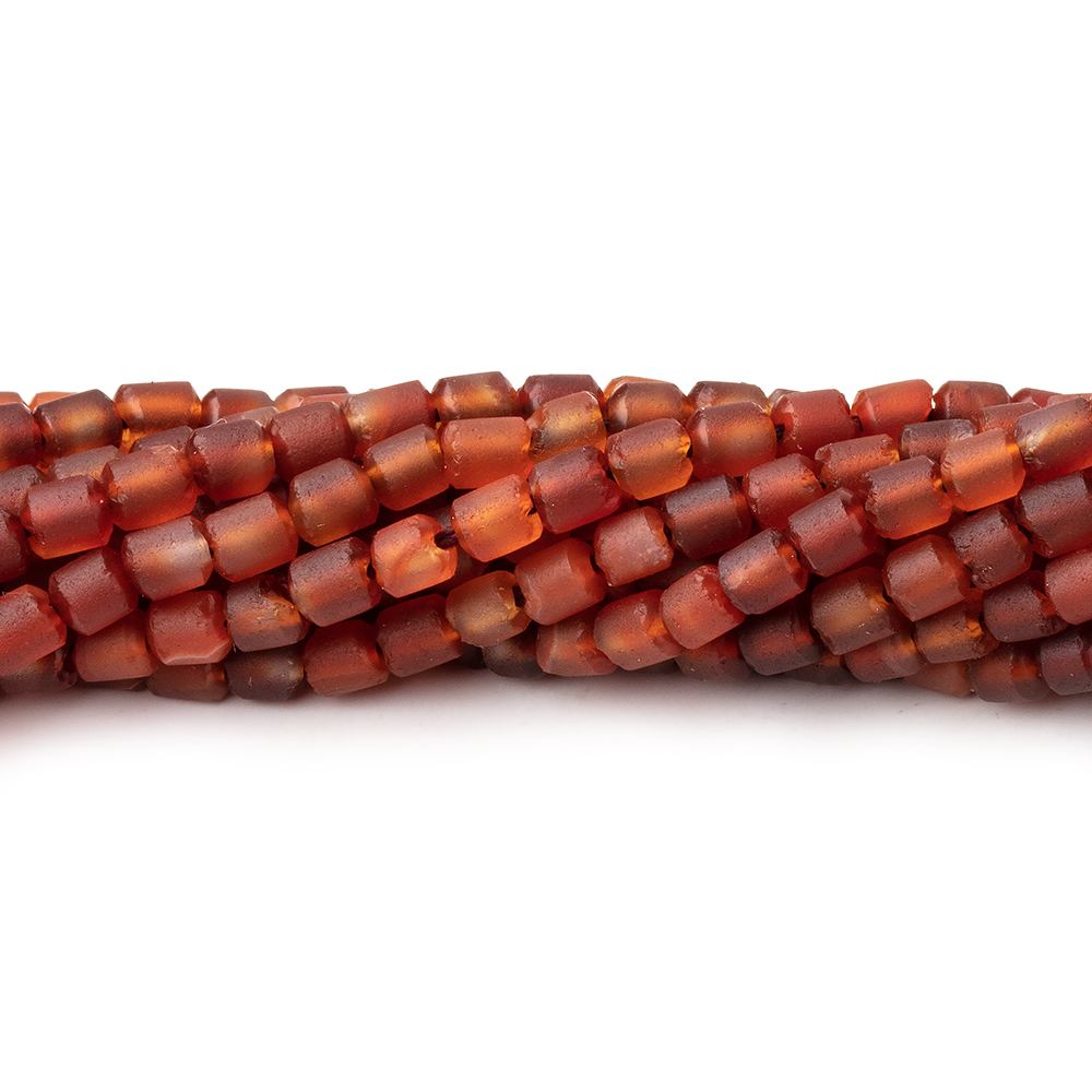 Matte Carnelian Hand-Cut Tube Beads, 4 × 3.5mm, 15-Inch Strand