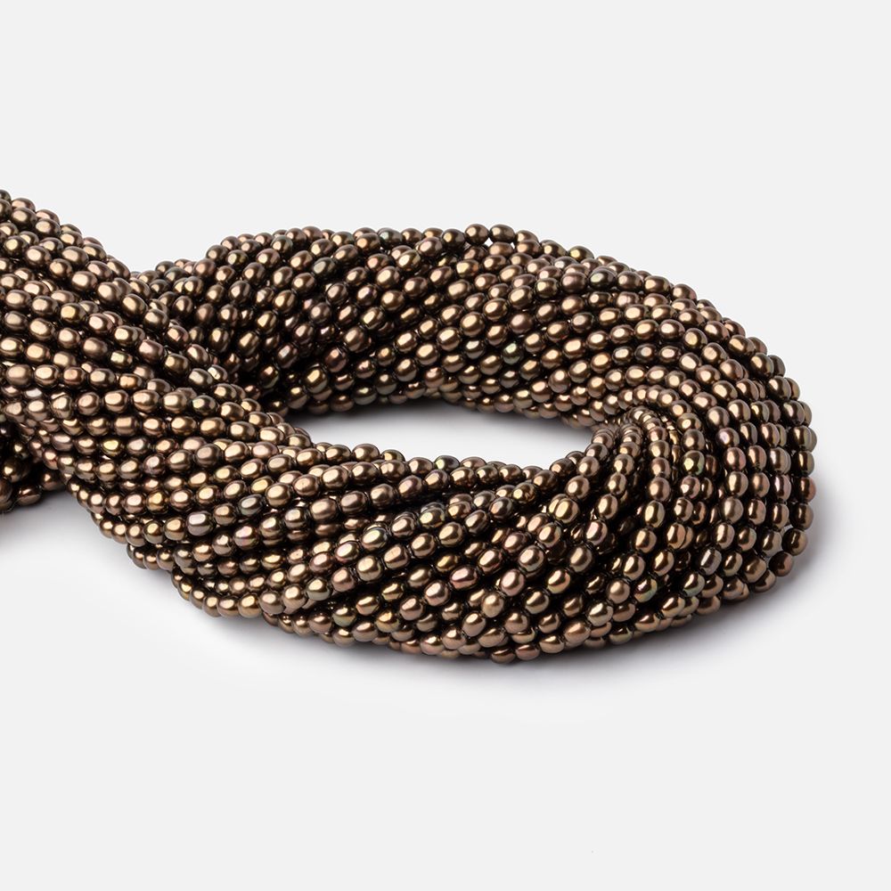 Antique Bronze Oval Freshwater Pearl Strand – 4 × 3mm, 15 Inch