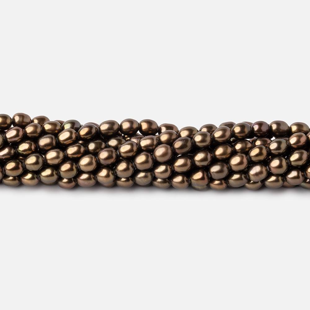 Antique Bronze Oval Freshwater Pearl Strand – 4 × 3mm, 15 Inch