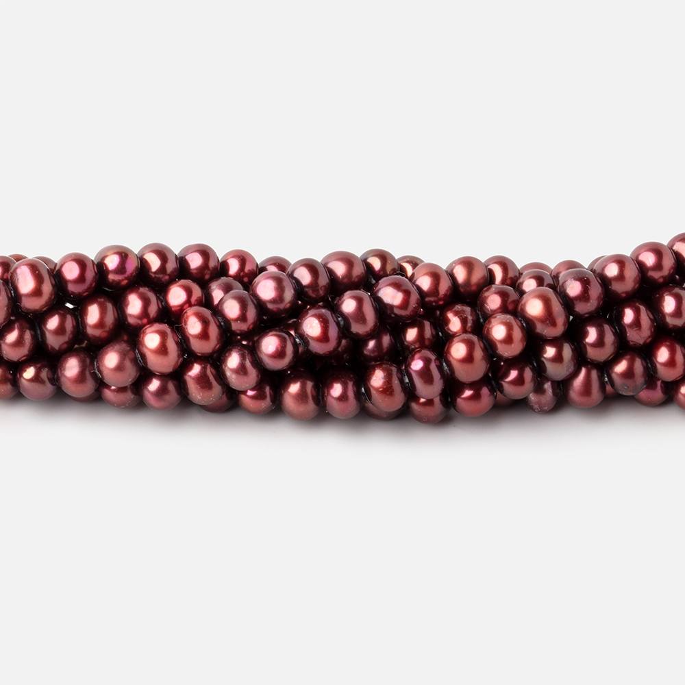 Wine Off-Round Freshwater Pearl Strand – 4 × 3mm, 16 Inch