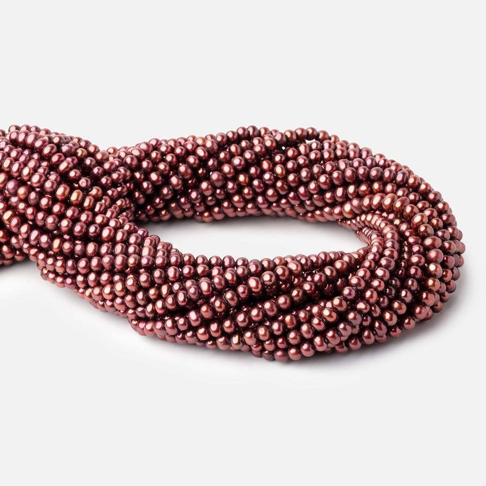 Wine Off-Round Freshwater Pearl Strand – 4 × 3mm, 16 Inch