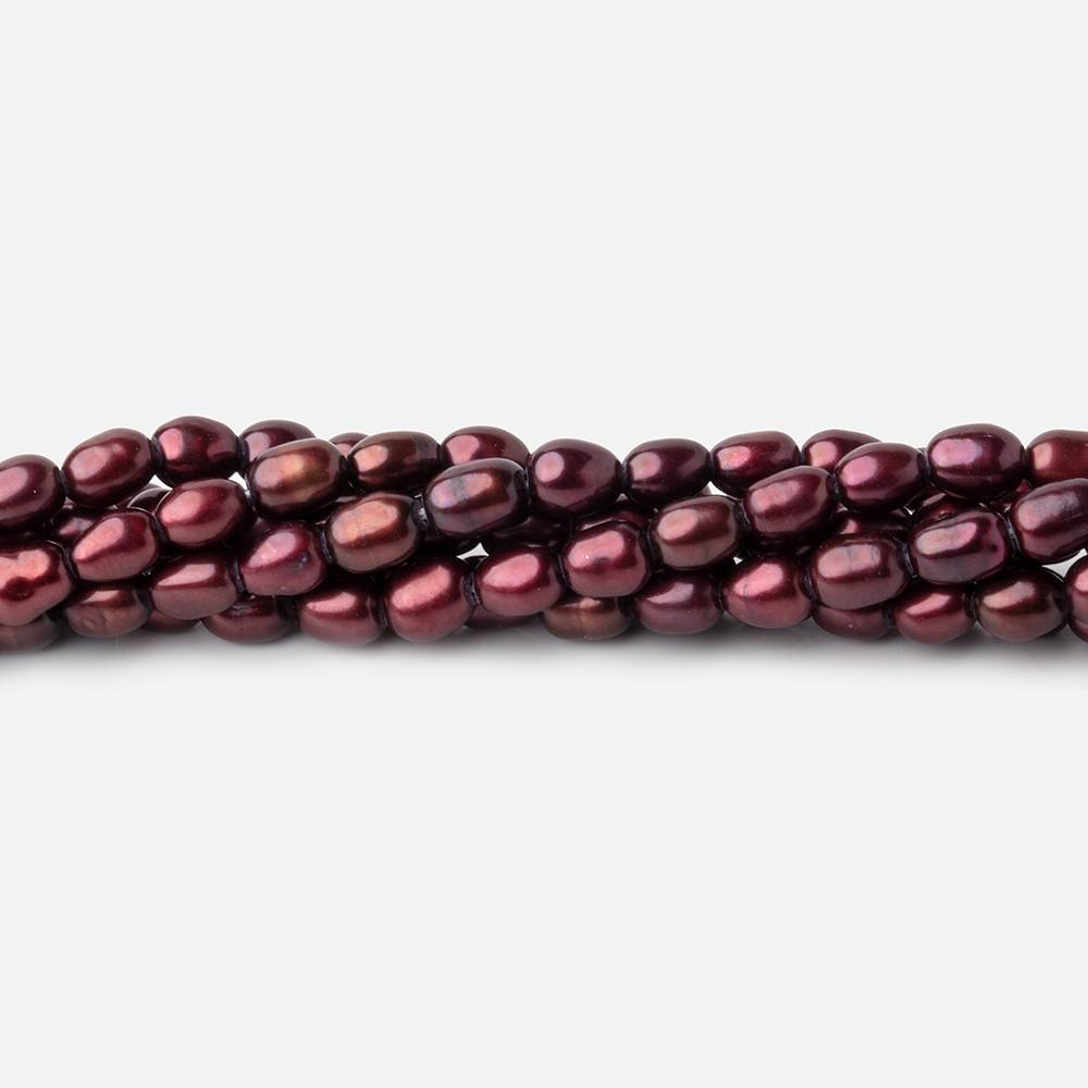 Wine Red Oval Freshwater Pearl Strand – 4 × 3mm, 15 Inch