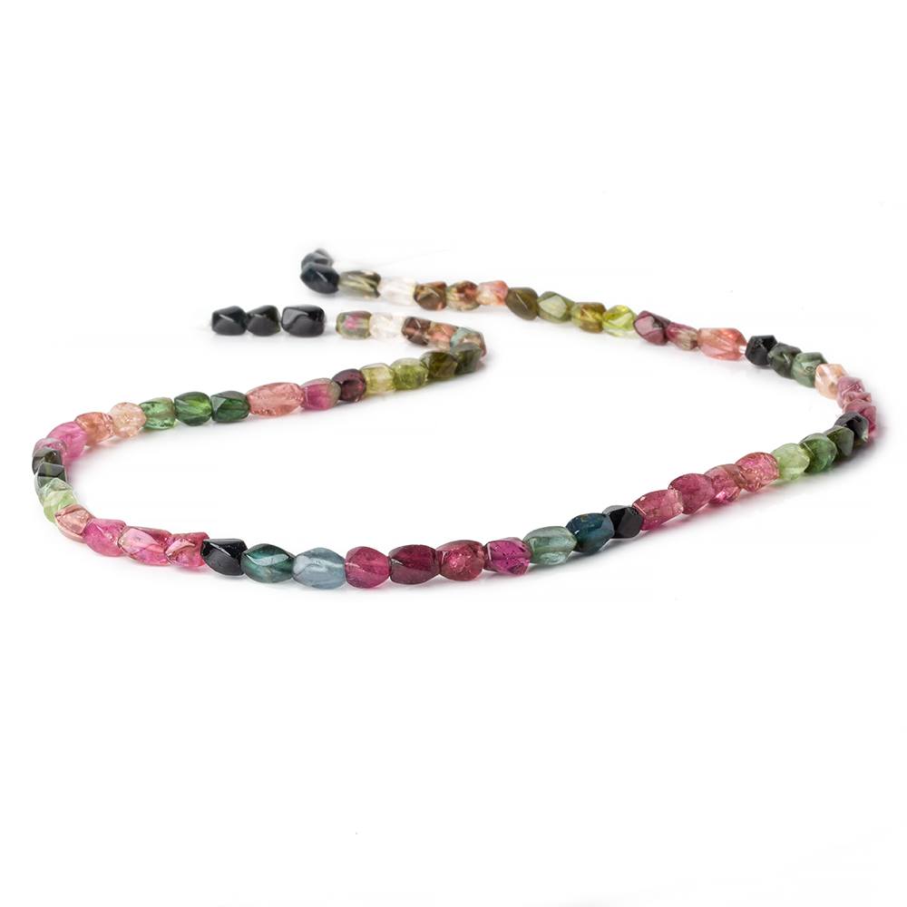 Multicolor Tourmaline Faceted Twist Beads, 4–7mm, 16-Inch Strand