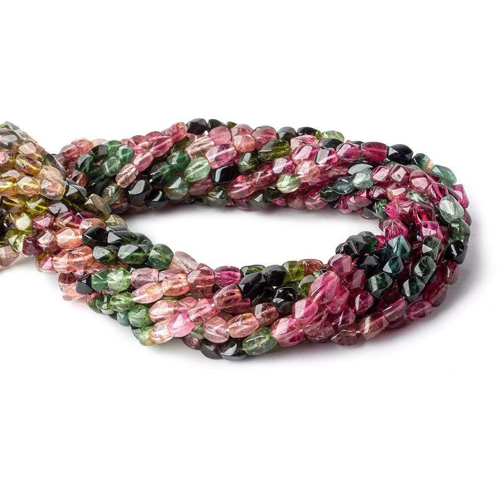 Multicolor Tourmaline Faceted Twist Beads, 4–7mm, 16-Inch Strand