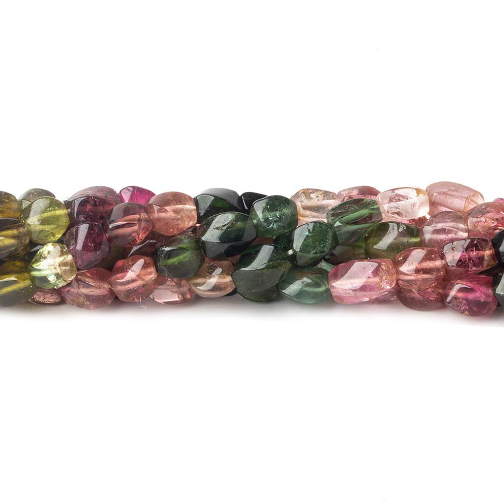 Multicolor Tourmaline Faceted Twist Beads, 4–7mm, 16-Inch Strand