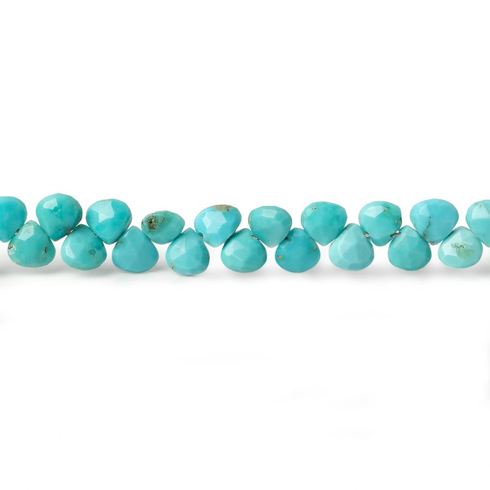Sleeping Beauty Turquoise Faceted Heart Beads, 4–5mm, 8-Inch Strand