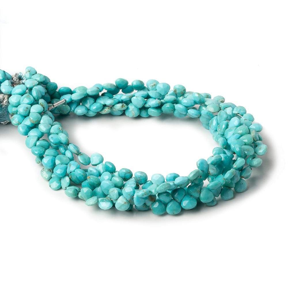 Sleeping Beauty Turquoise Faceted Heart Beads, 4–5mm, 8-Inch Strand