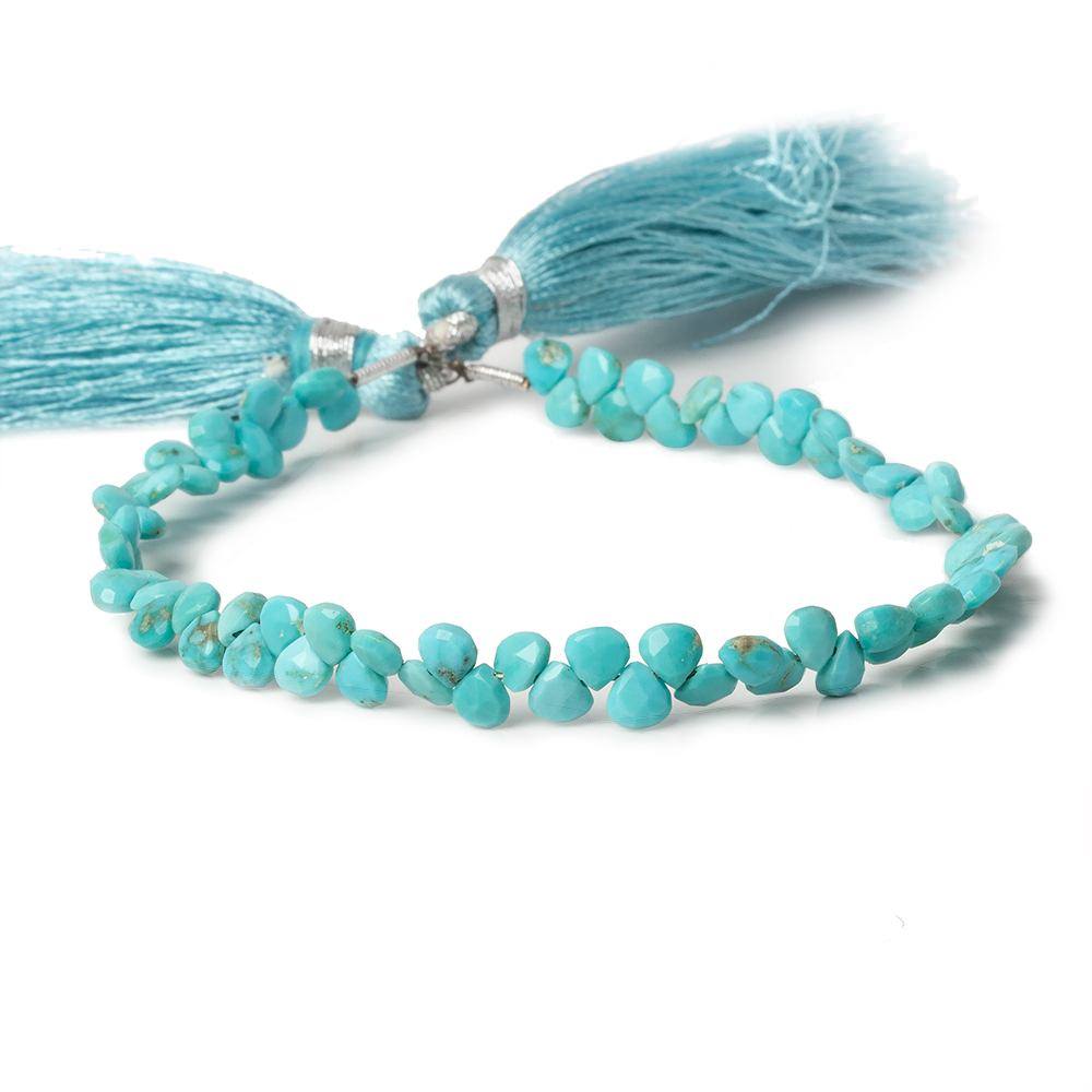 Sleeping Beauty Turquoise Faceted Heart Beads, 4–5mm, 8-Inch Strand