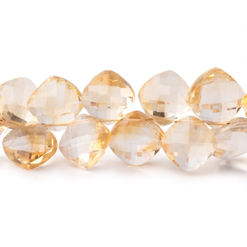 5–10mm Citrine Checkerboard-Faceted Pillow Beads, 16-Inch Strand