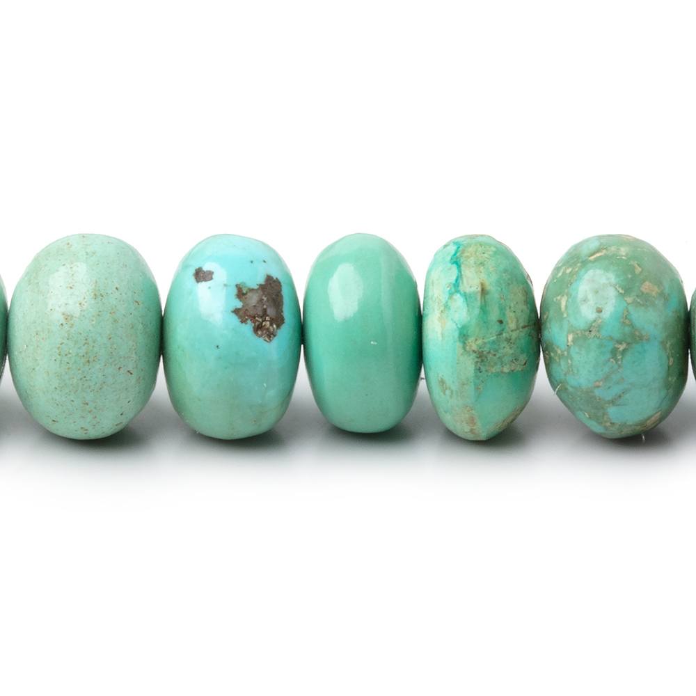Stabilized Mongolian Turquoise Blue-Green Rondelle Beads, 5–10mm, 18-Inch Strand