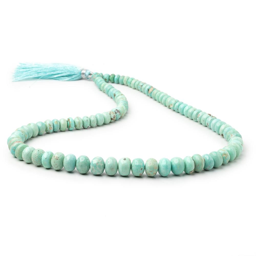 Stabilized Mongolian Turquoise Smooth Rondelle Beads, 5–10mm, 18-Inch Strand