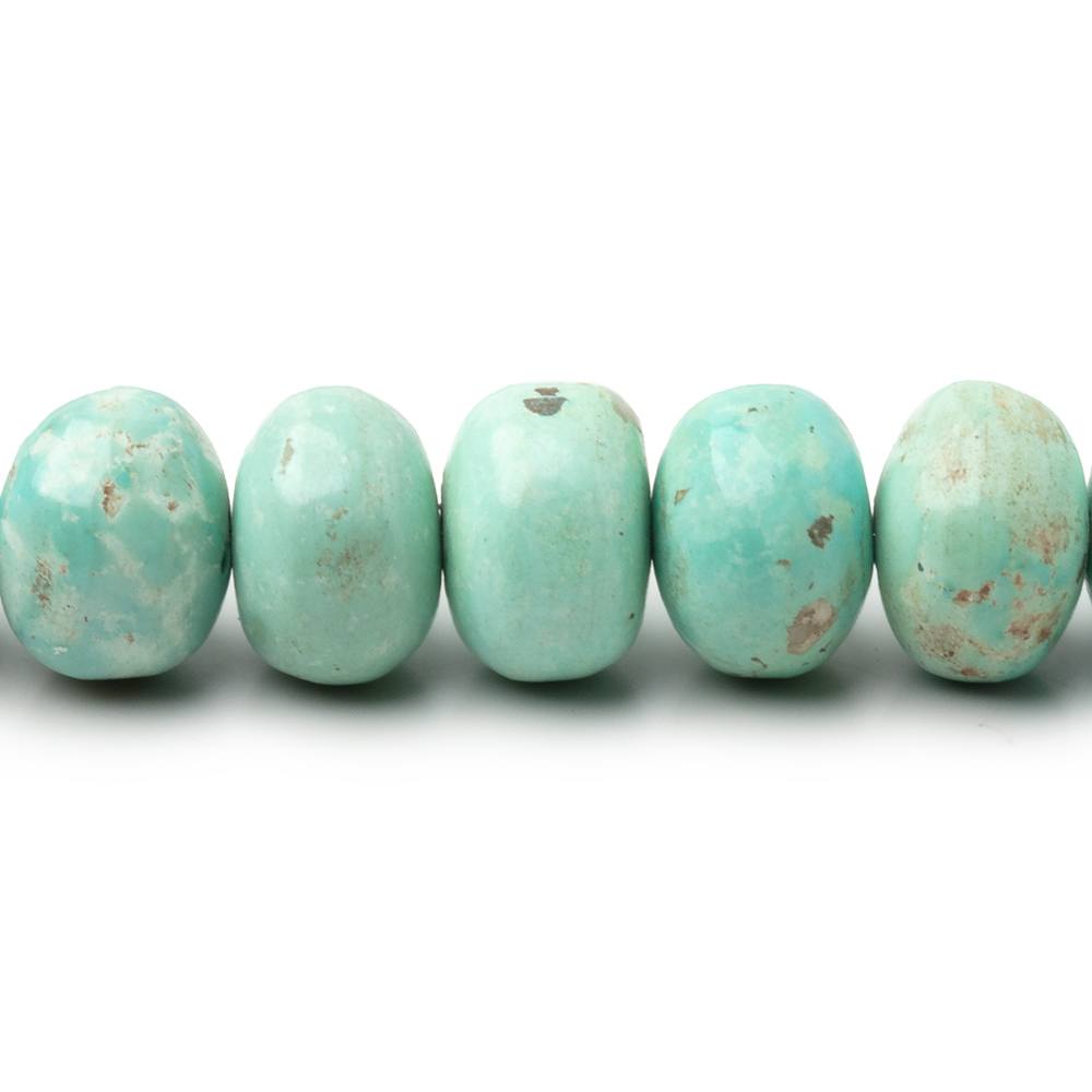 Stabilized Mongolian Turquoise Smooth Rondelle Beads, 5–10mm, 18-Inch Strand