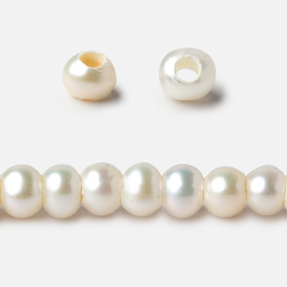 Off-White Large-Hole Freshwater Pearls – 5–6mm, Approx. 90 Pieces