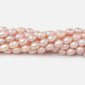 5-6mm Pink Straight Drill Oval Freshwater Pearls 15.5 inch 66 Beads