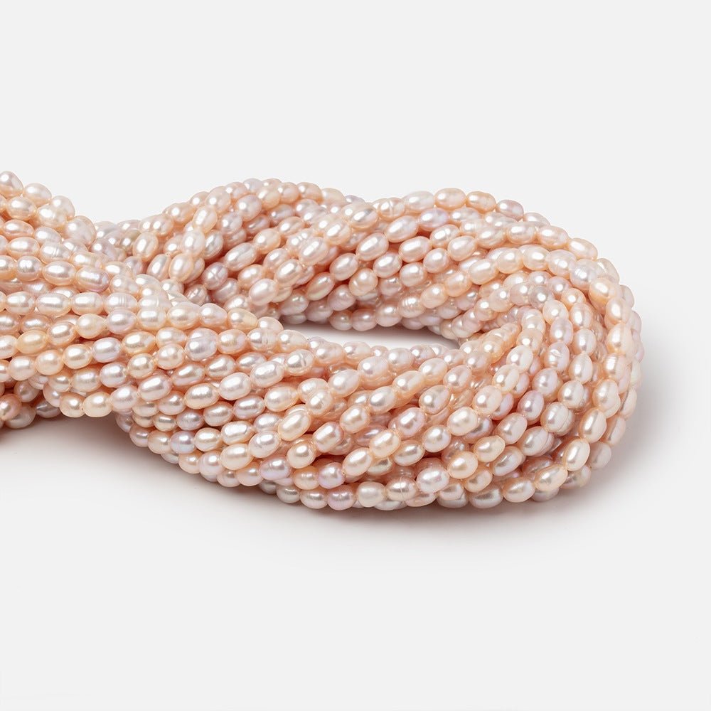 5-6mm Pink Straight Drill Oval Freshwater Pearls 15.5 inch 66 Beads