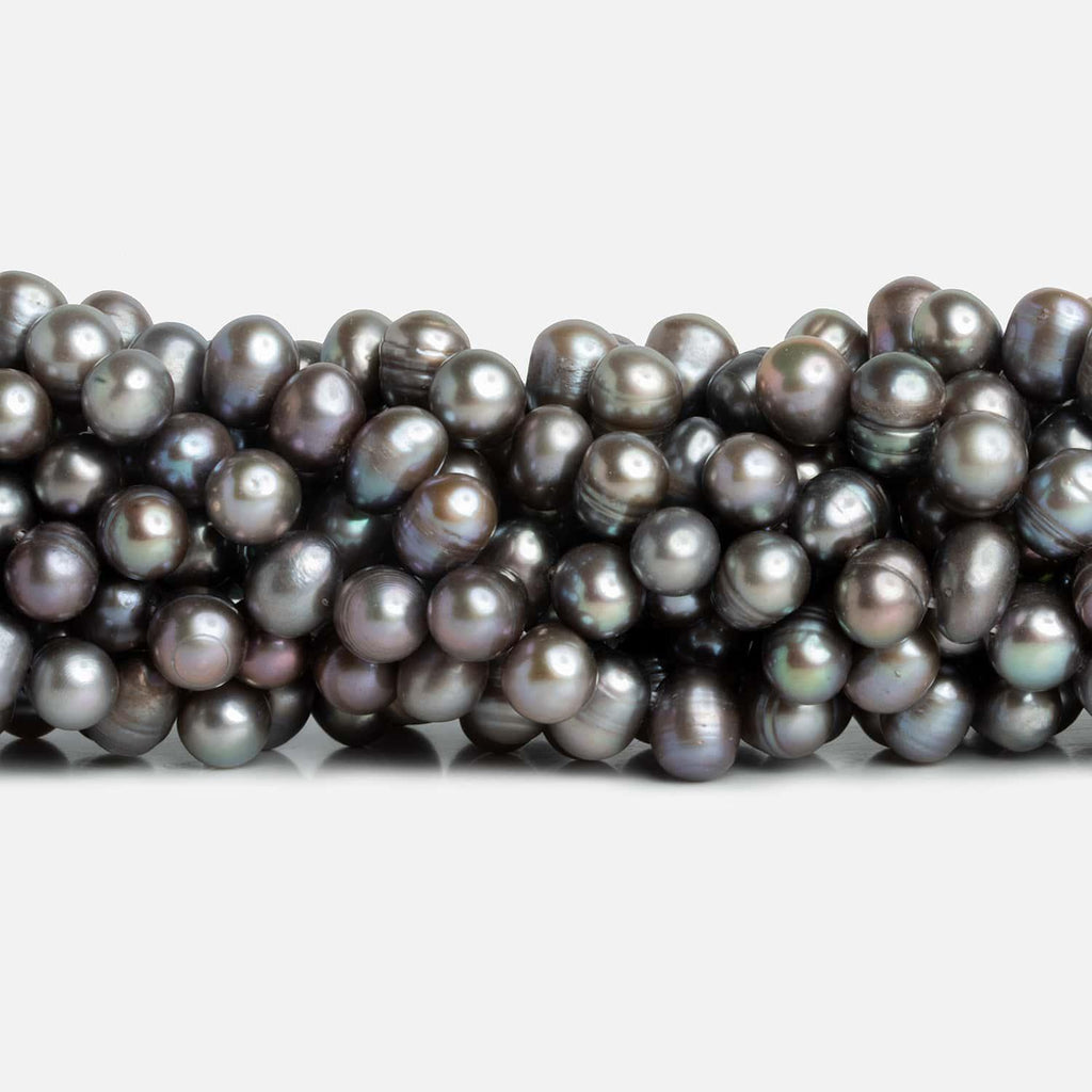 5-6mm Silver Top Drilled Baroque Freshwater Pearls, 15 inch