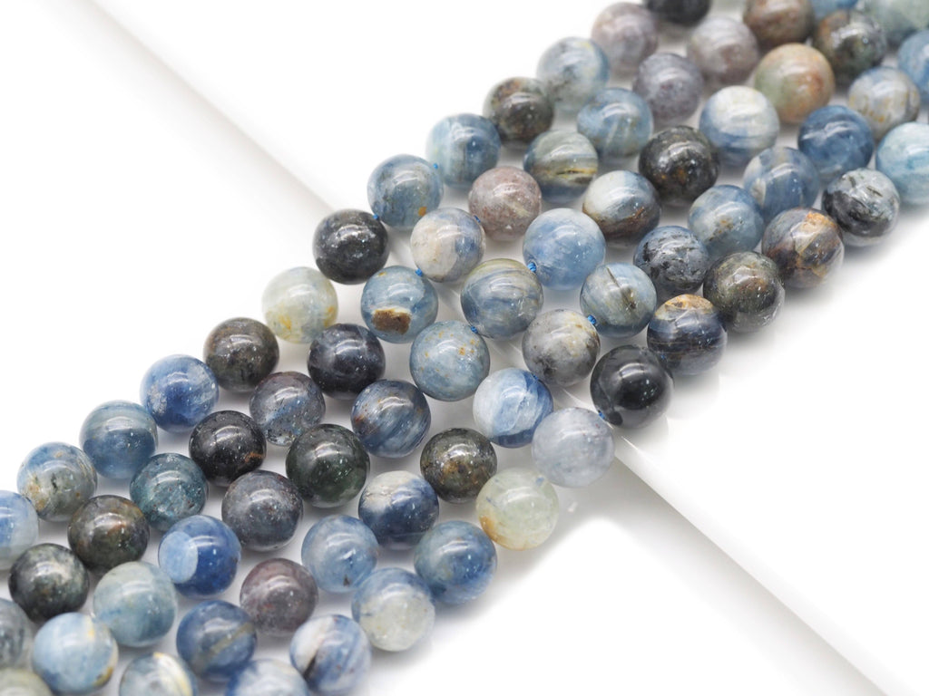 Blue Kyanite Smooth Round Beads, 6mm, 8mm or 10mm, 15–16-Inch Strand