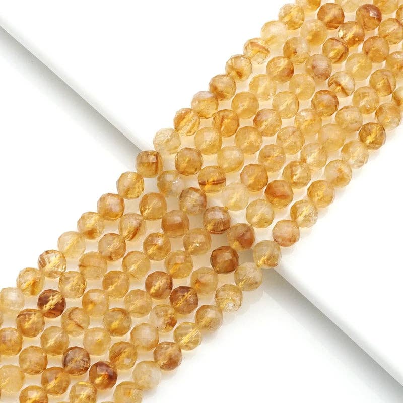 8mm Citrine Faceted Round Beads, 15–16-Inch Strand