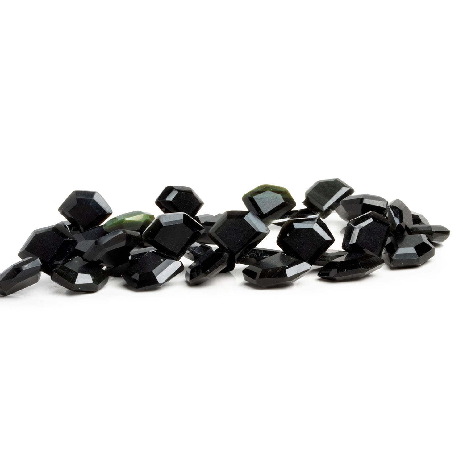 14mm Rainbow Obsidian Top Drilled Pentagons 7.5 inch 31 beads