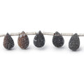 Black Druzy Agate Pear Beads, 7–9mm, 7.25-Inch Strand