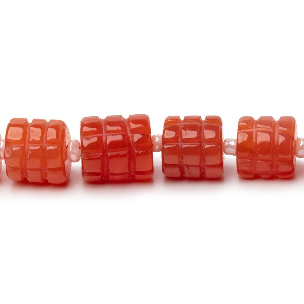 Carnelian Hand-Carved Tube Beads, 5.5–8mm, 16-Inch Strand