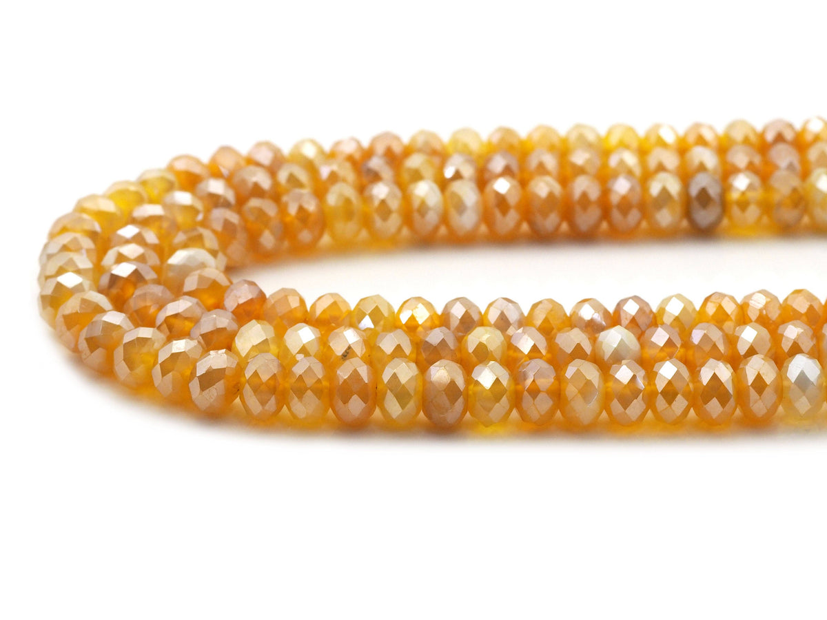 Mystic Yellow Banded Agate Faceted Rondelle Beads, 4 × 6mm & 5 × 8mm