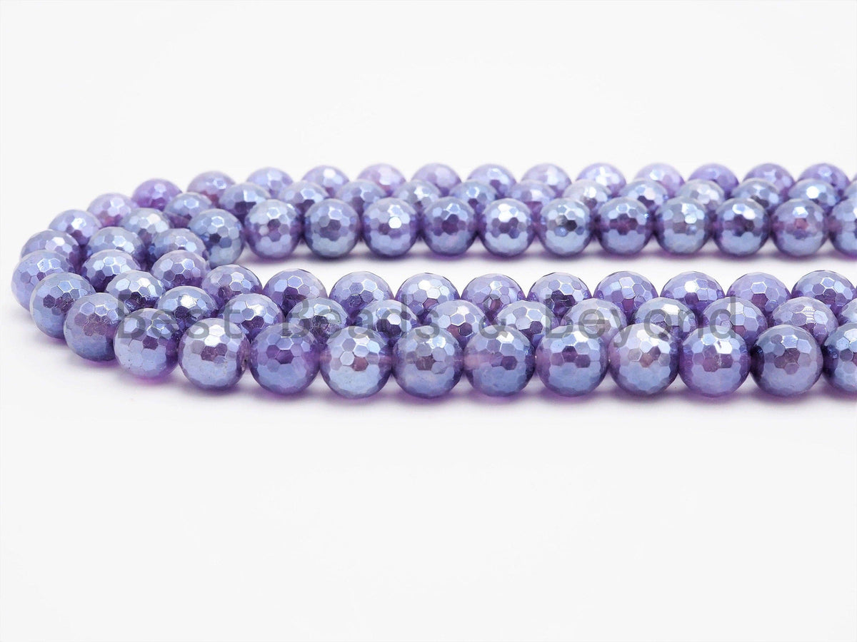 Mystic-Plated Amethyst Faceted Round Beads, 6–12mm, 15–16-Inch Strand