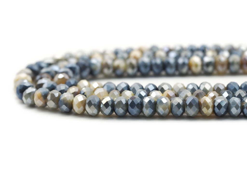 Mystic Golden-Blue Tiger’s Eye Faceted Rondelle Beads, 15–16-Inch Strand