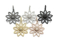 CZ Filigree Flower Pendant - Gold/Silver/Rose Gold/Black Hollow Out Charm 30x32mm