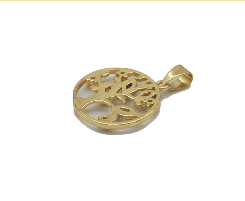 CZ Tree of Life Pendant - Colorful Charm 22.5mm Gold/Silver/Rose Gold