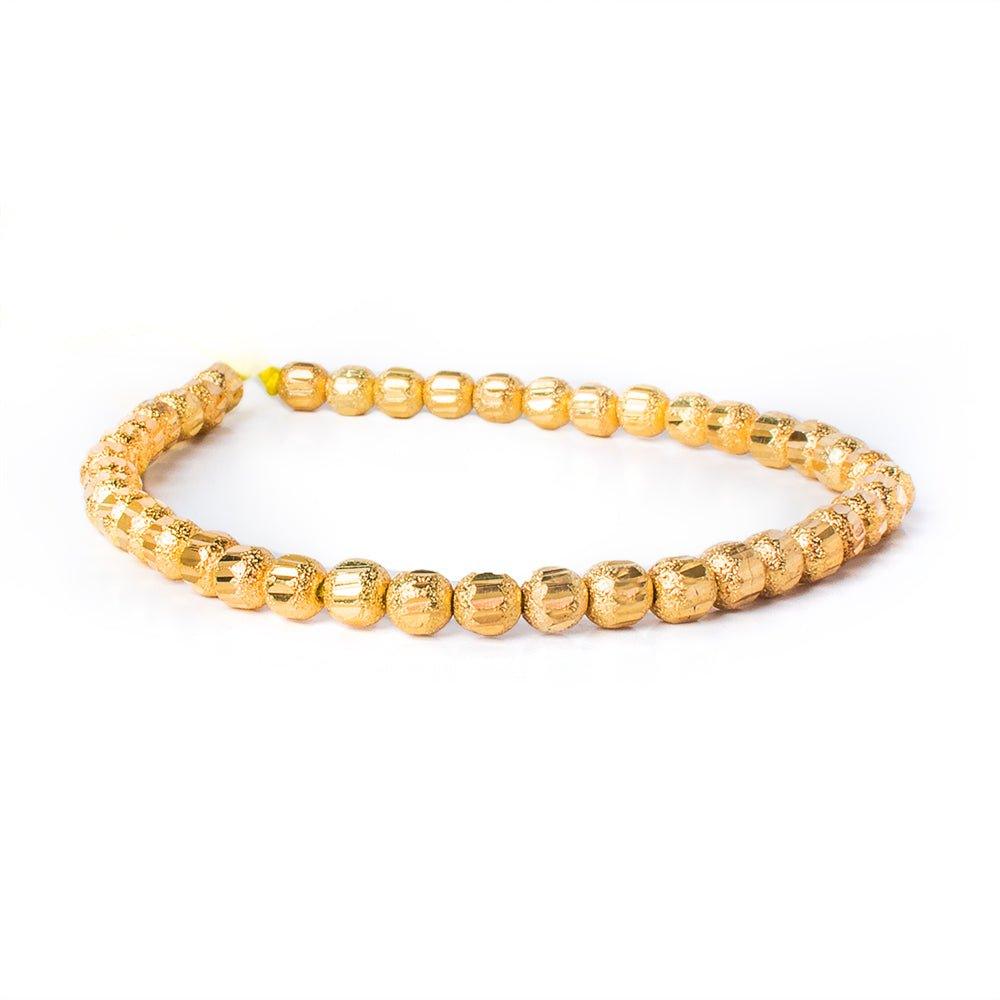 5mm 22kt Gold Plated Brass Stardust Diamond Cut Round Beads, 8 inch, 43 beads