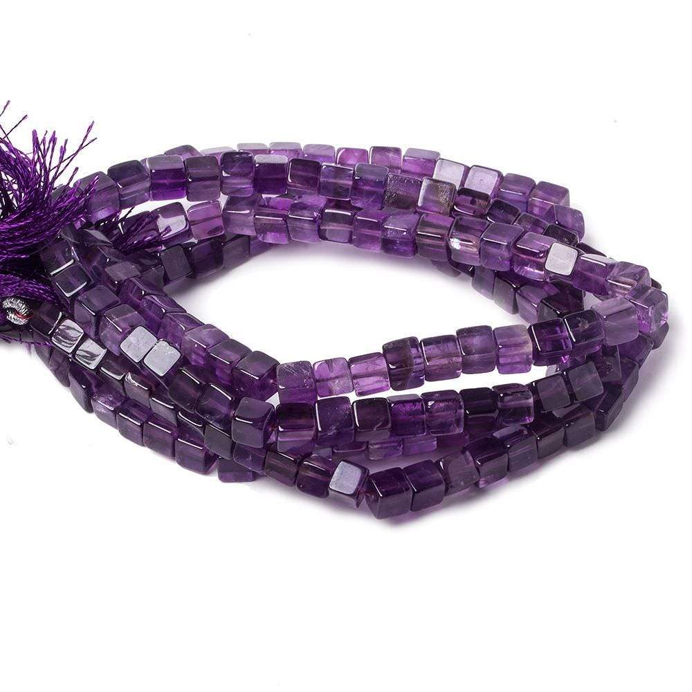 5mm Amethyst Smooth Cube Beads, 16-Inch Strand