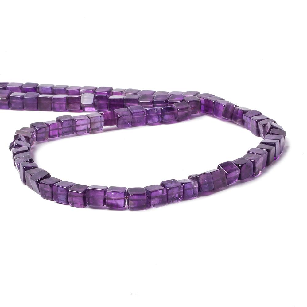 5mm Amethyst Smooth Cube Beads, 16-Inch Strand