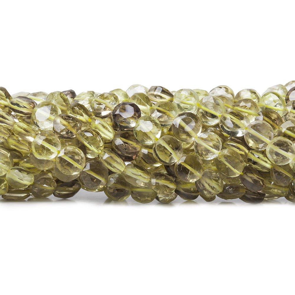 5mm Bi-colored Quartz Beads Faceted Coin Beads, 14 inch,