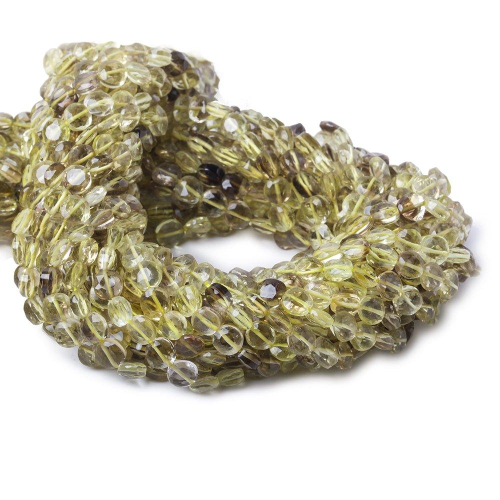 5mm Bi-colored Quartz Beads Faceted Coin Beads, 14 inch,