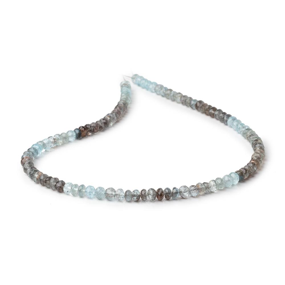 Copper Moss Aquamarine Faceted Rondelle Beads, 5mm, 14-Inch Strand