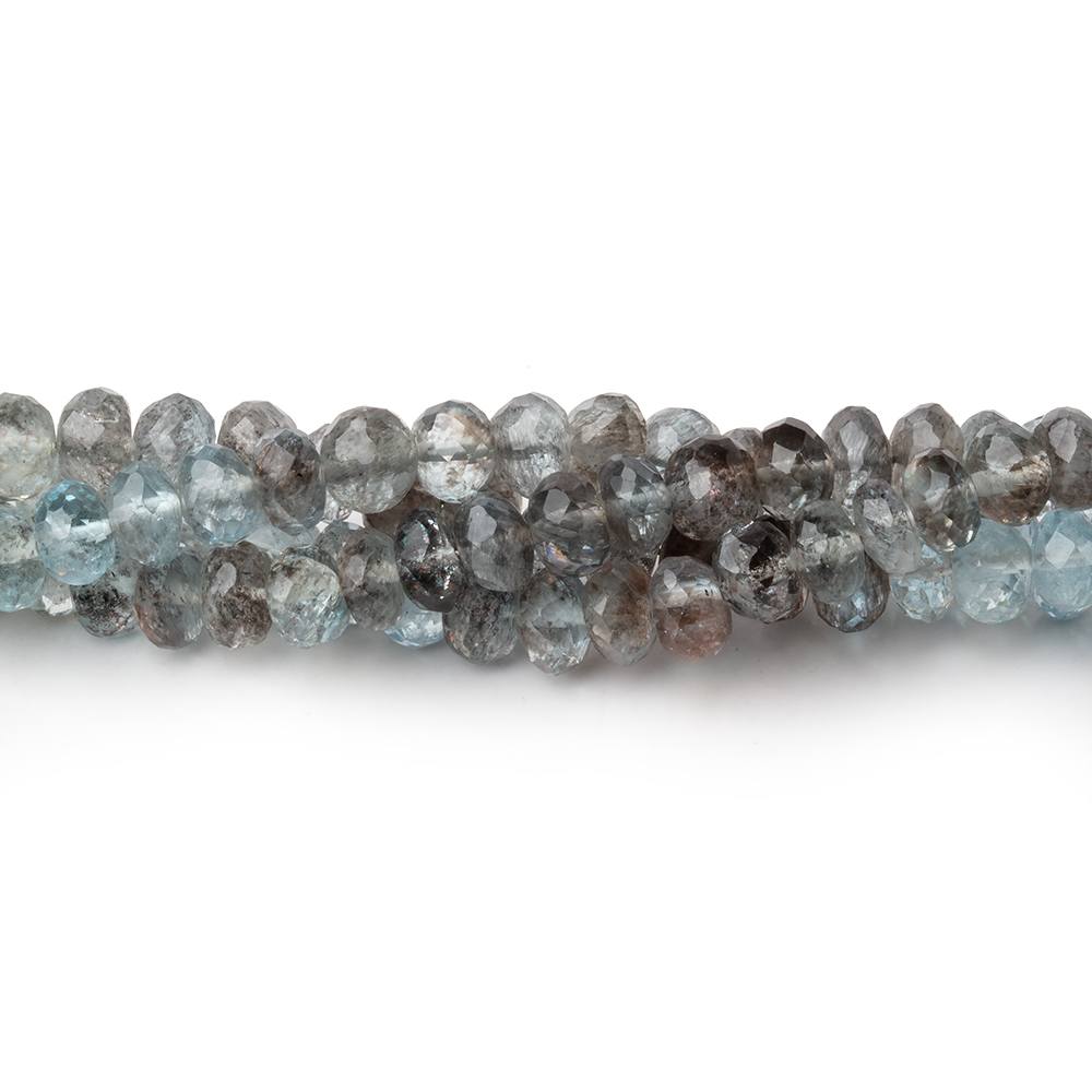 Copper Moss Aquamarine Faceted Rondelle Beads, 5mm, 14-Inch Strand
