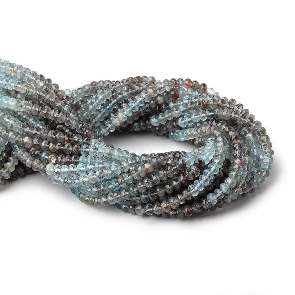 Copper Moss Aquamarine Faceted Rondelle Beads, 5mm, 14-Inch Strand